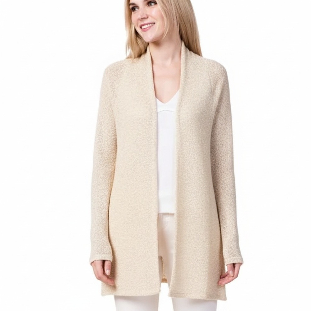 VOCAL Open Front Cardigan Sweater Knit Duster Cozy Cream Size Medium NWT